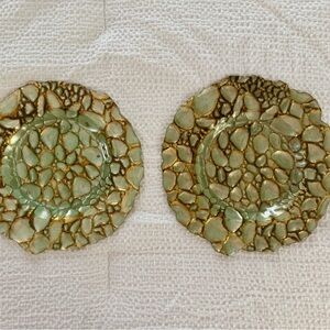 Vintage Arda Glass Plate Hand Blown Hand Painted Made in Turkey (set of 2)